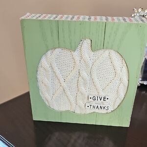 Green and Cream Pumpkin Decor